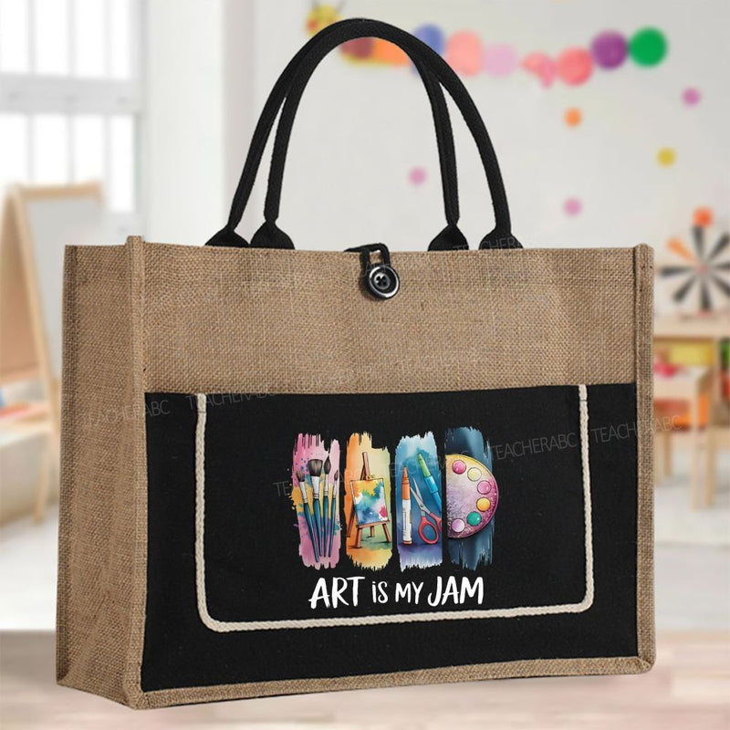 Art Is My Jam Color-Blocking Tote Bag