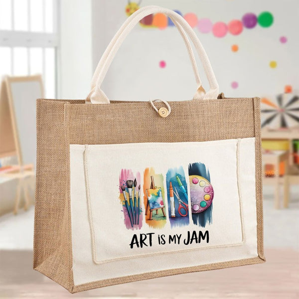 Art Is My Jam Color-Blocking Tote Bag