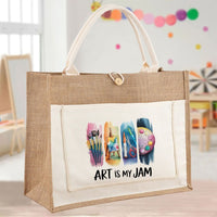 Art Is My Jam Color-Blocking Tote Bag