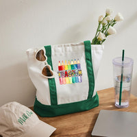 Personalized Teacher Name Colorful Cray Color-blocked Canvas Bag
