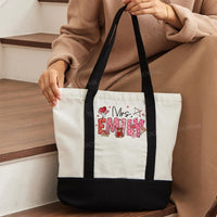 Personalized Name Valentine's Day Emily Color-blocked Canvas Bag