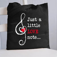 Just A Little Love Note Heart-Shaped Musical Notes Canvas Tote Bag