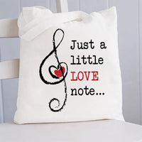 Just A Little Love Note Heart-Shaped Musical Notes Canvas Tote Bag