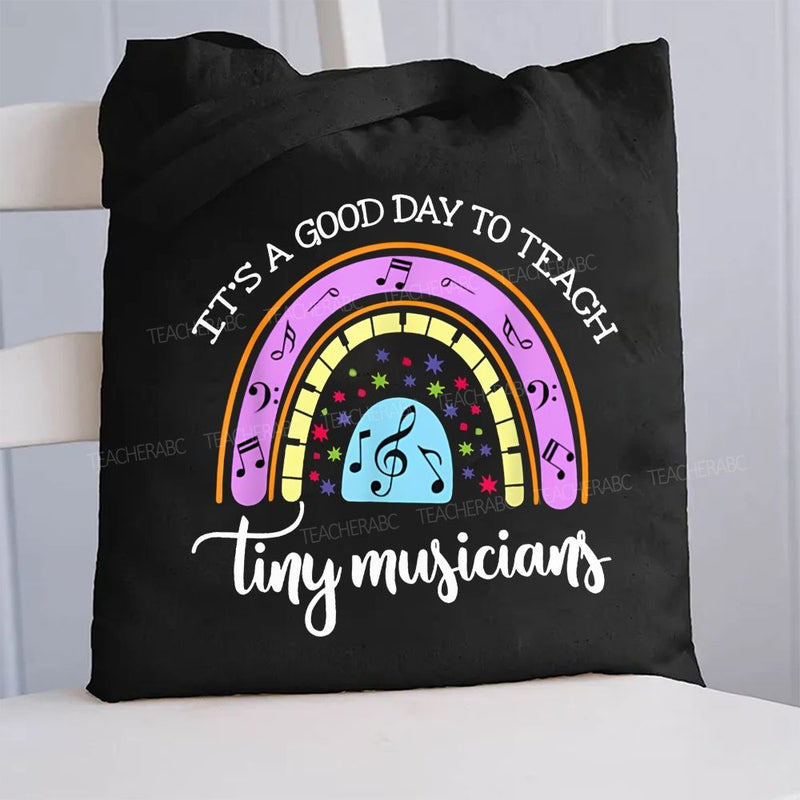 It'S A Good Day To Teach Tiny Musicians Colorful Musical Note Canvas Tote Bag