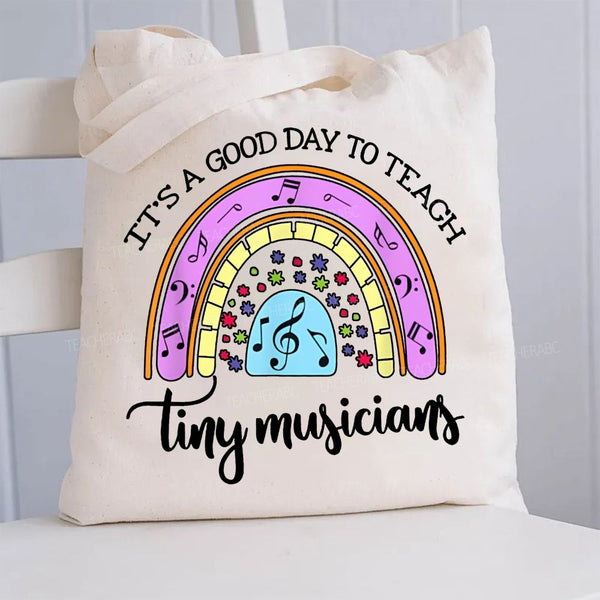 It'S A Good Day To Teach Tiny Musicians Colorful Musical Note Canvas Tote Bag