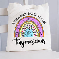 It'S A Good Day To Teach Tiny Musicians Colorful Musical Note Canvas Tote Bag