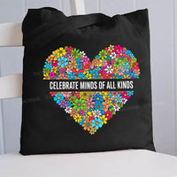 Floral Heart Celebrate Minds Of All Kinds Canvas Tote Bag