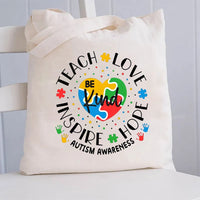 Teach Love Hope Canvas Tote Bag