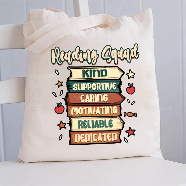Reading Squad Kind Supportive Canvas Tote Bag