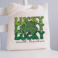 Lucky Lucky Math Teacher Canvas Tote Bag
