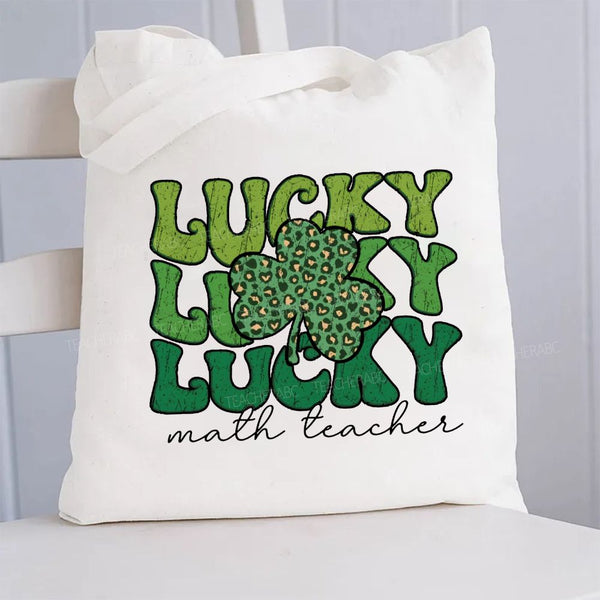 Lucky Lucky Math Teacher Canvas Tote Bag