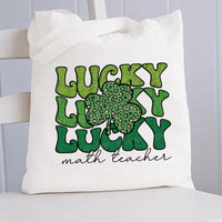 Lucky Lucky Math Teacher Canvas Tote Bag