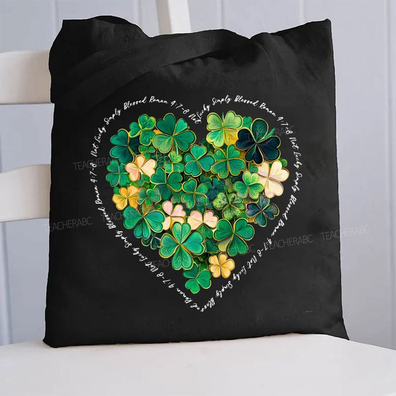 Lucky Clover Print Canvas Tote Bag