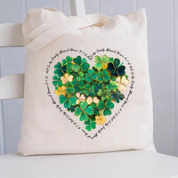 Lucky Clover Print Canvas Tote Bag