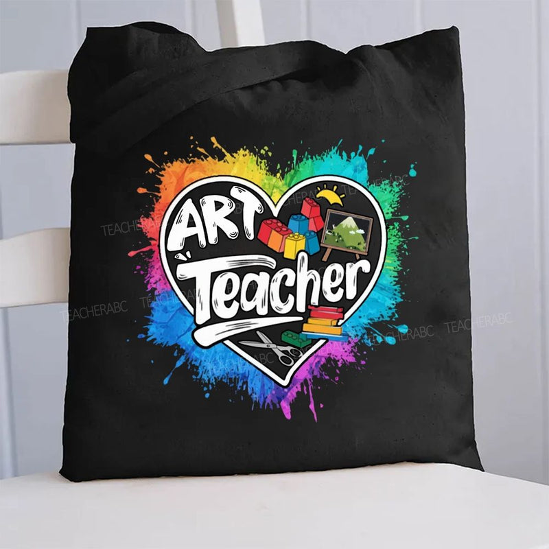 Art Teacher Heart Canvas Tote Bag