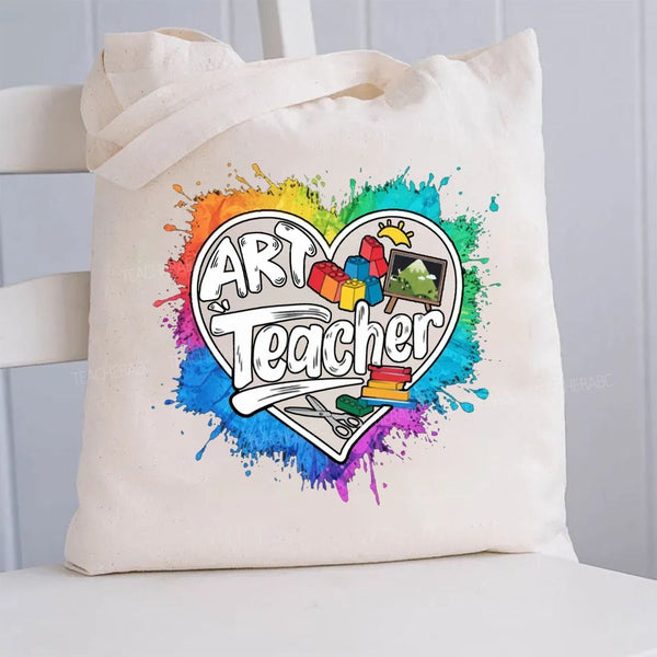 Art Teacher Heart Canvas Tote Bag