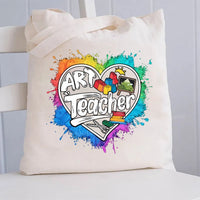 Art Teacher Heart Canvas Tote Bag
