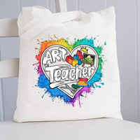 Art Teacher Heart Canvas Tote Bag