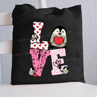 Love With Red Heart Pink Leopard Canvas Tote Bag