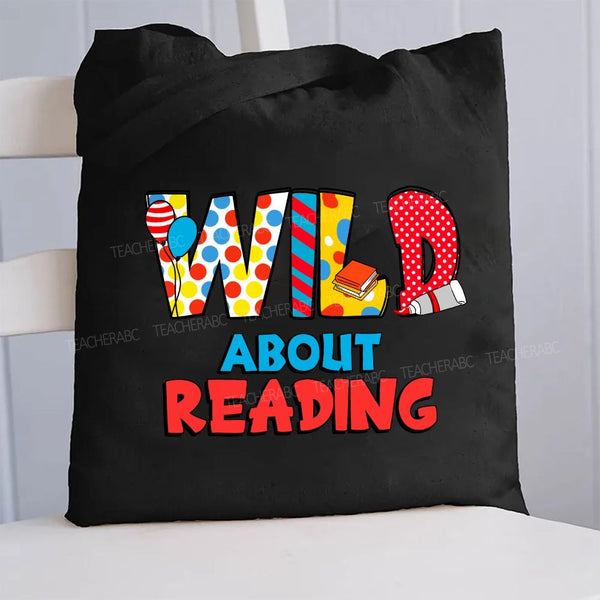 Wild About Reading Canvas Tote Bag