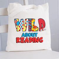 Wild About Reading Canvas Tote Bag