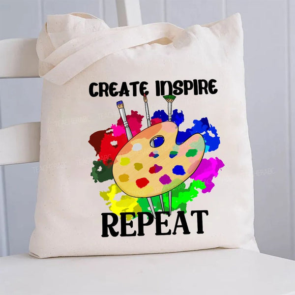 Create Inspire Repeat Canvas Tote Bag