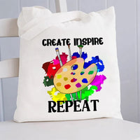 Create Inspire Repeat Canvas Tote Bag