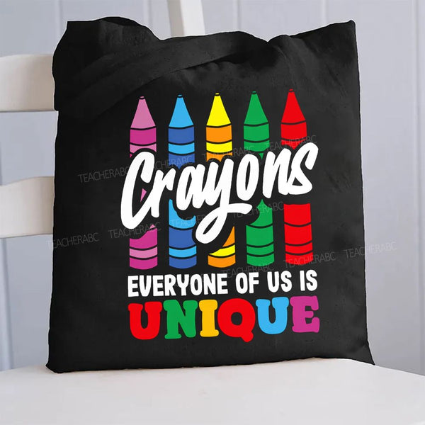 Crayons Everyone Of Us Is Unique Canvas Tote Bag