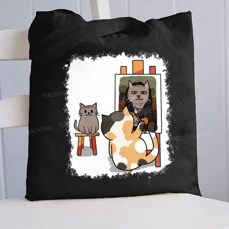 Cats And Portraits Of Cats Art Canvas Tote Bag
