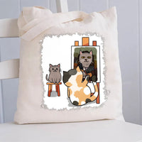 Cats And Portraits Of Cats Art Canvas Tote Bag