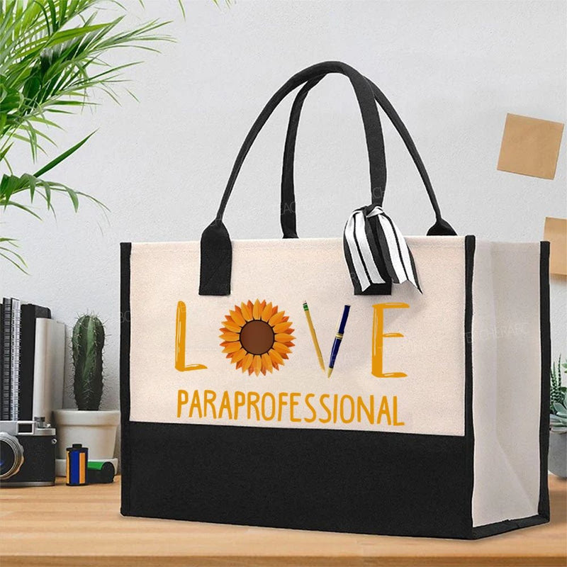 Love Paraprofessional Sunflower Cotton Tote Bag