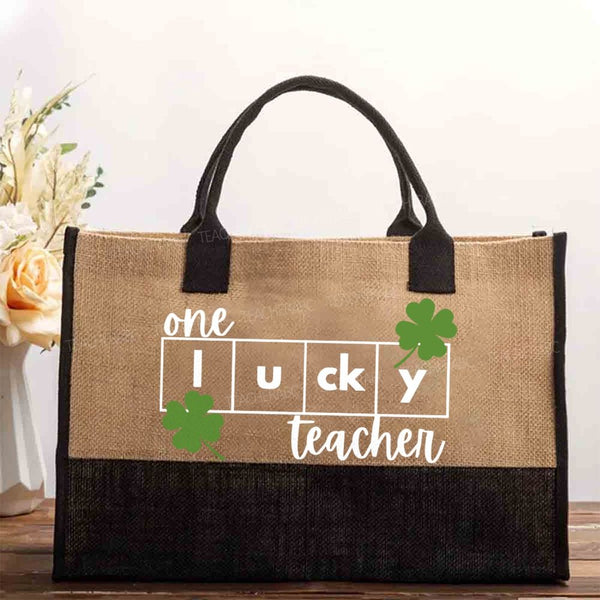 One Lucky Teacher Cotton Tote Bag