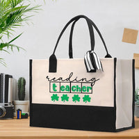 Lucky Reading Teacher Cotton Tote Bag