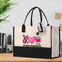 Peace Love Reading Cotton Tote Bag