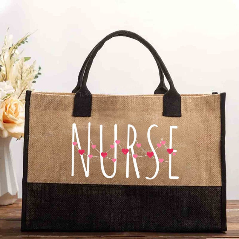 School Nurse With Pink Heart Cotton Tote Bag