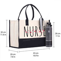 School Nurse With Pink Heart Cotton Tote Bag