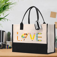 Love Art Teacher Cotton Tote Bag
