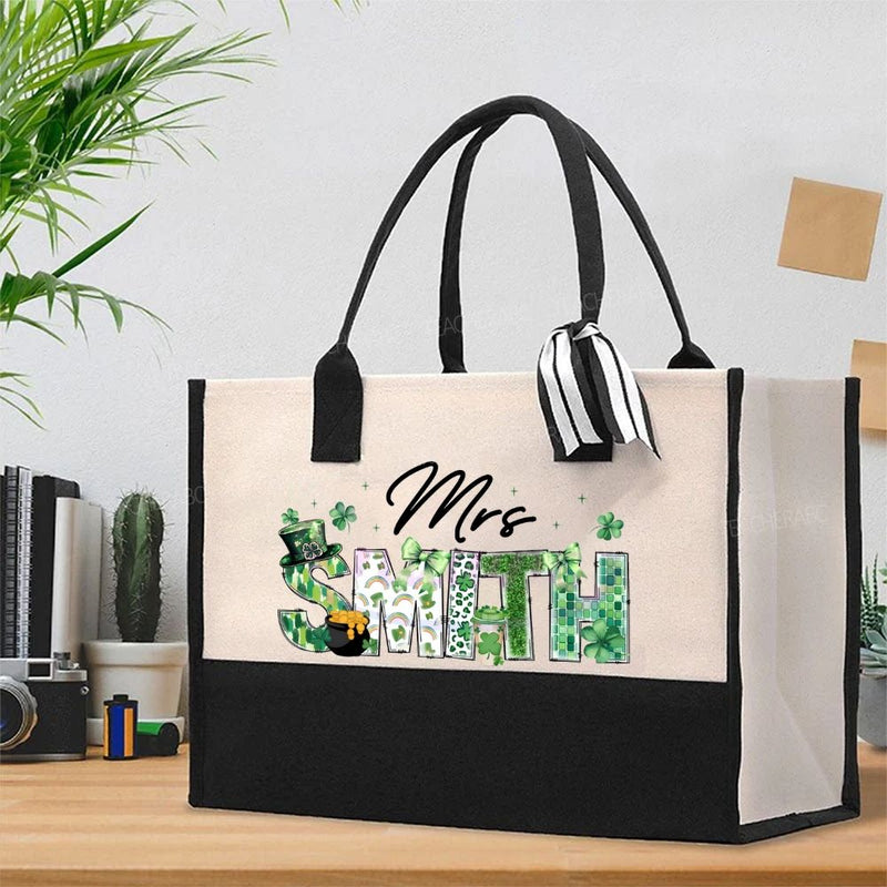 Personalized Name Saint Patrick's Day Mrs Smith Cotton Tote Bag