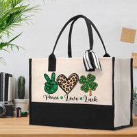 Peace Love Luck Cotton Tote Bag