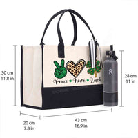 Peace Love Luck Cotton Tote Bag