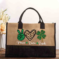 Peace Love Luck Cotton Tote Bag