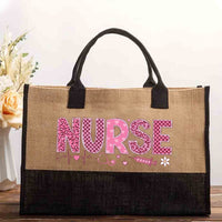 School Nurse Leopard Print And Checkered Font Valentine'S Day Cotton Tote Bag