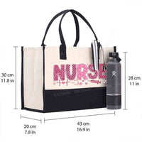 School Nurse Leopard Print And Checkered Font Valentine'S Day Cotton Tote Bag