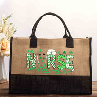 Lucky School Nurse Clover And Stethoscope Cotton Tote Bag