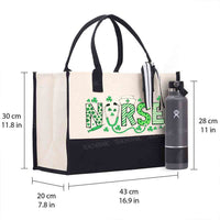 Lucky School Nurse Clover And Stethoscope Cotton Tote Bag