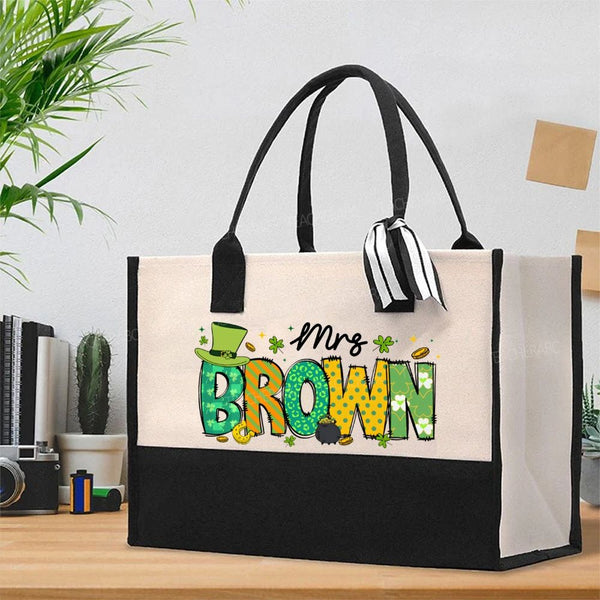 Personalized Name Saint Patrick's Day Mrs Brown Cotton Tote Bag