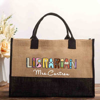 Personalized Library Name Bookshelf Cotton Tote Bag