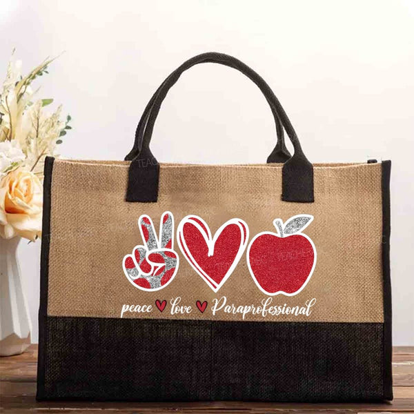 Peace Love Paraprofessional Cotton Tote Bag