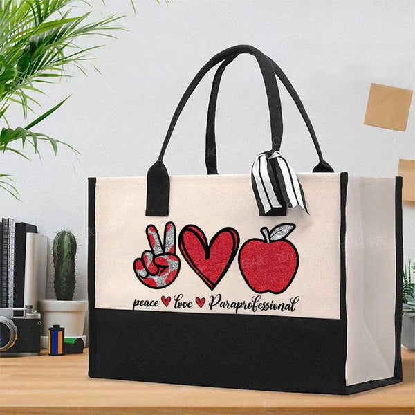 Peace Love Paraprofessional Cotton Tote Bag