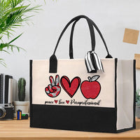 Peace Love Paraprofessional Cotton Tote Bag